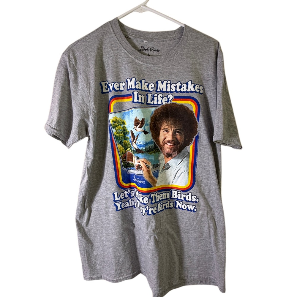 Bob Ross "Happy Mistakes" Graphic T-Shirt - Men's Size Large
